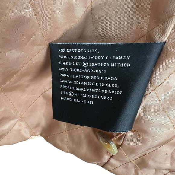 Vintage Y2K Suede Leather Jacket Coat Womens XL Sherpa Lined Penny Lane Brown - Picture 13 of 13